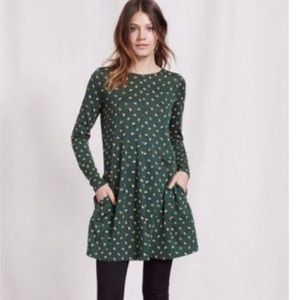 Boden Green Polka Dot Long Sleeve Dress XL